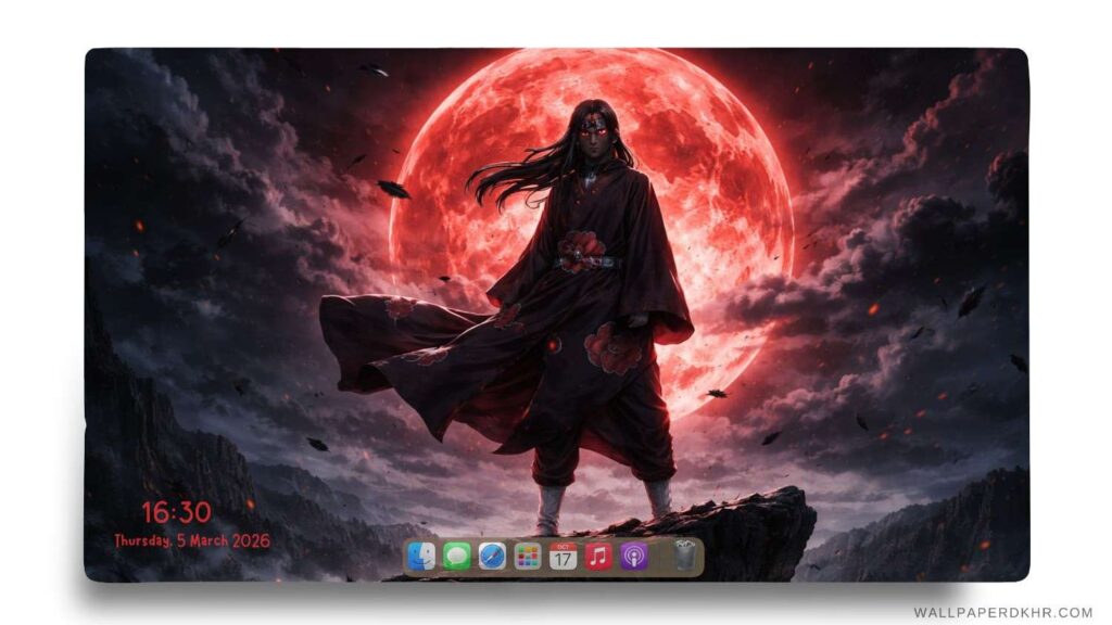 Itachi Uchiha Red Moon Wallpaper 