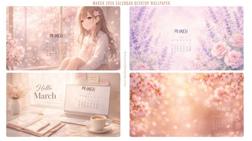 March 2026 Calendar Desktop Wallpaper