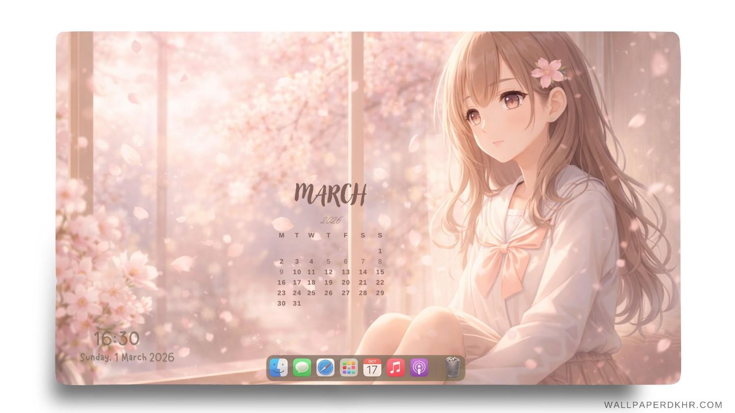 March 2026 Calendar Desktop Wallpaper - 4K HD — free download